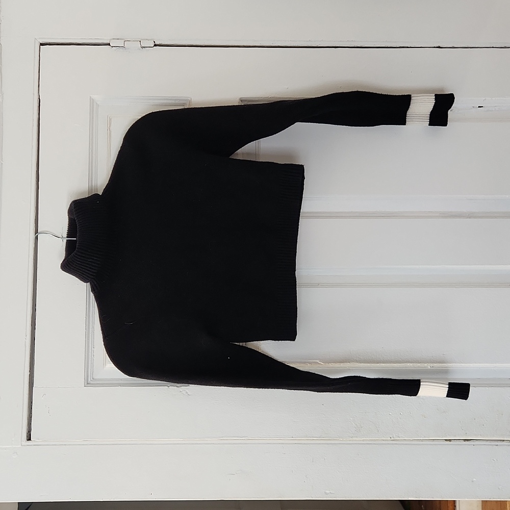 Black with white stripe crop turtle neck